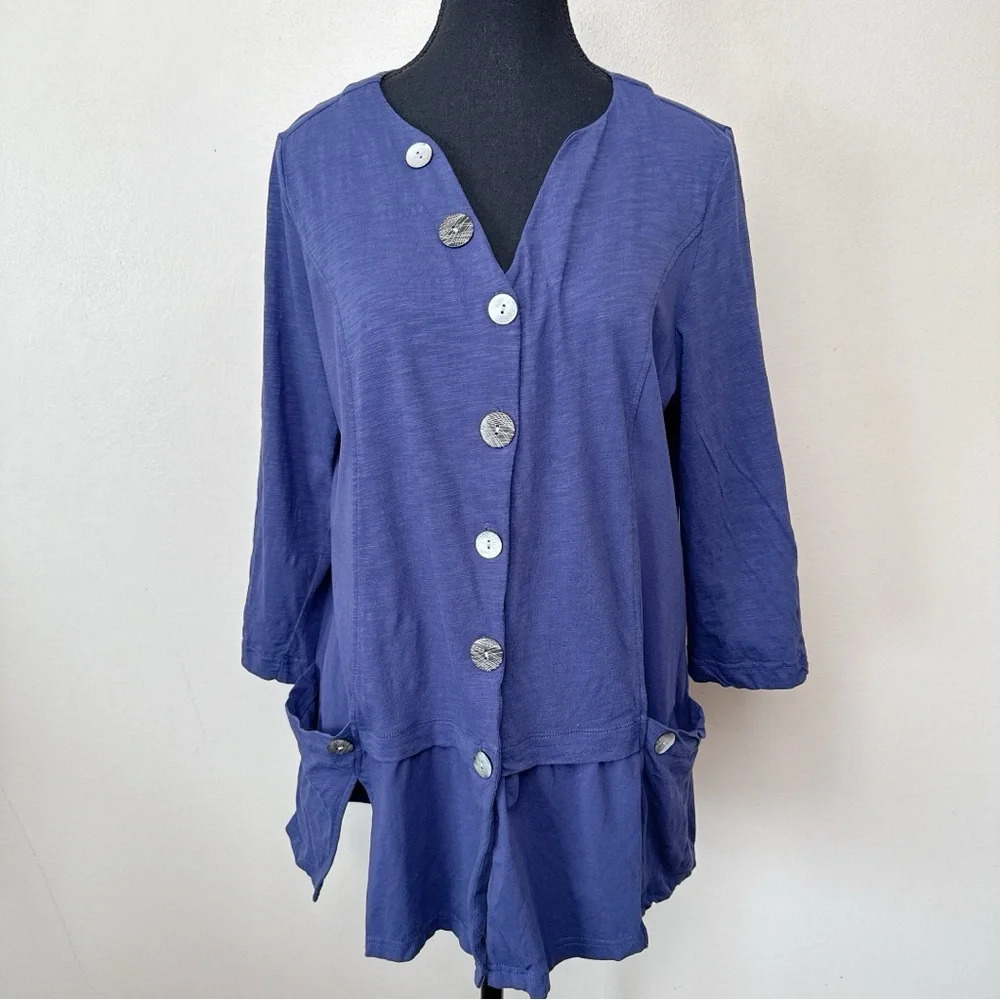 Neon Buddha Womens Large Button Lagenlook Cotton Tunic